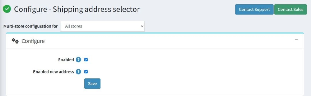 Shipping Address Selector configure page